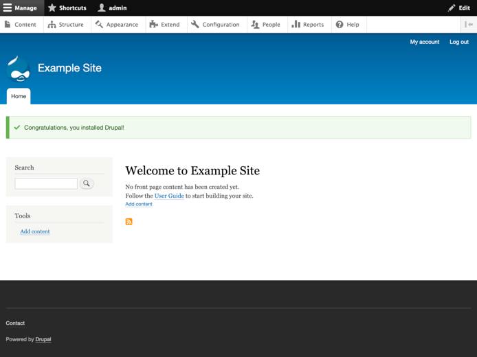 Drupal Welcome Screen