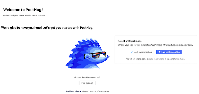 PostHog landing page