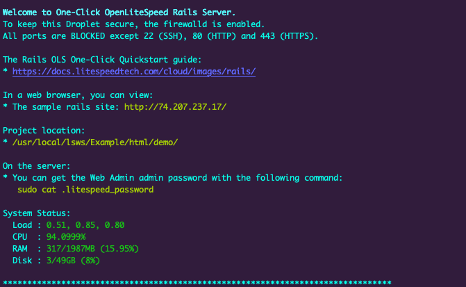 OpenLiteSpeed Rails setup information